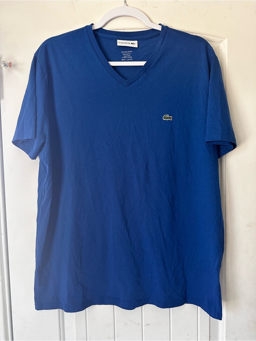 Lacoste Men Pima Cotton V Neck T-Shirt - XL- Regular Fit